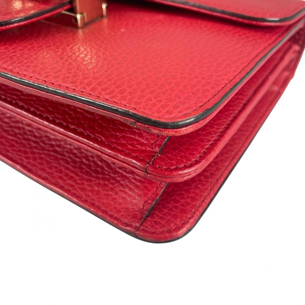 GUCCI Red Leather Shoulder Bag - Picture 5 of 16